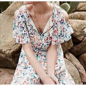 Anthropologie‎ Maeve Vintage Watercolor Pastel Dress